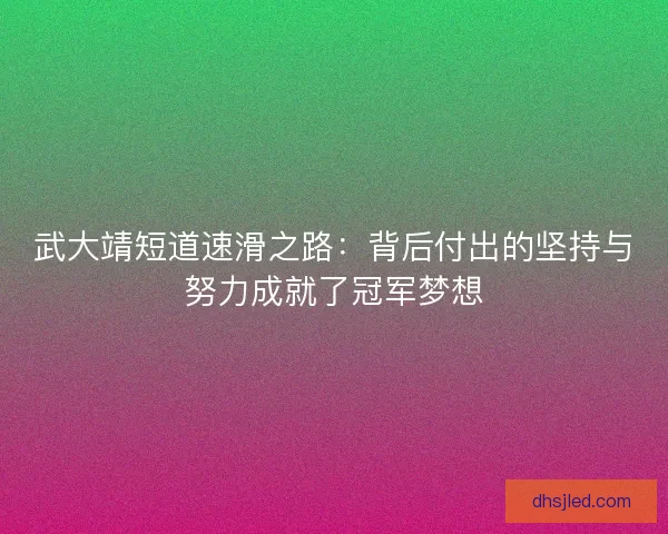 武大靖短道速滑之路：背后付出的坚持与努力成就了冠军梦想